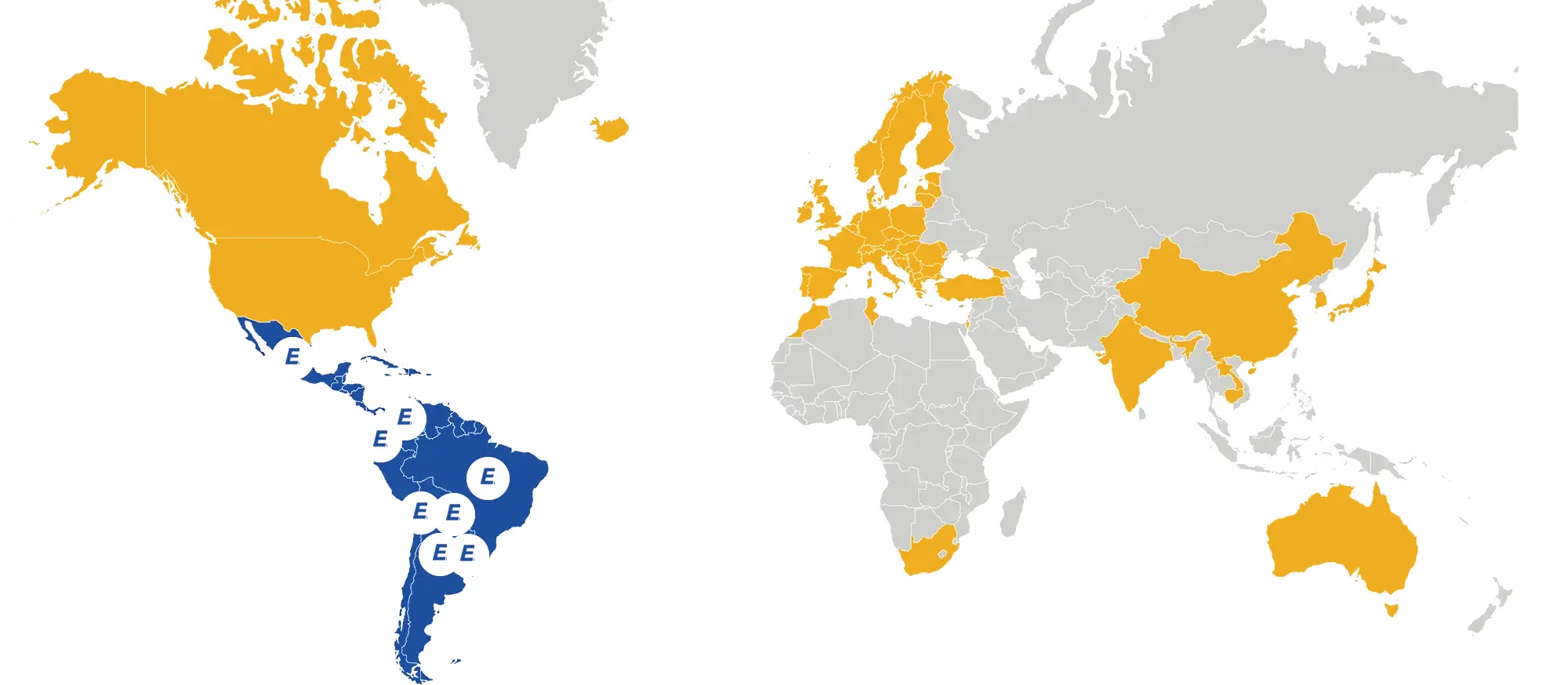 Untech international footprint, highlighting the Elea partnership in Latin America and priority global markets